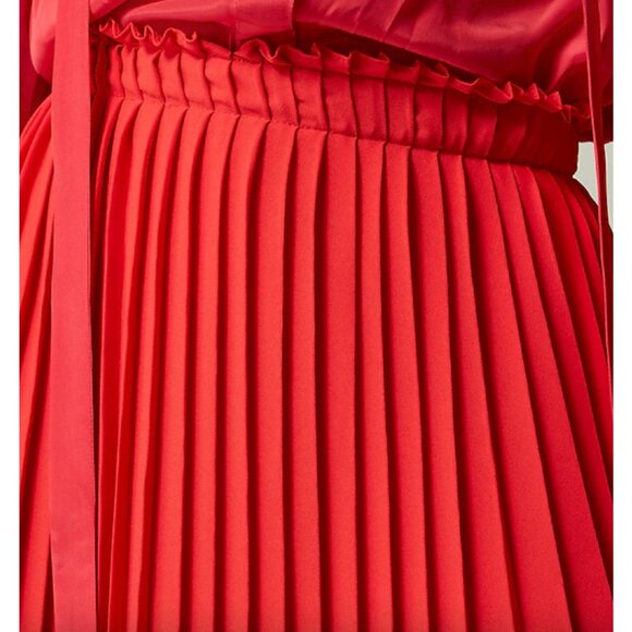 NWT J. Crew Pleated Maxi Skirt Drapey Georgette Womens 14 Candy Apple Red CG359 - Picture 2 of 13